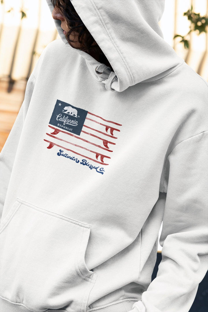 Cali Surfer Flag Hoodie - Saltwater Blessed